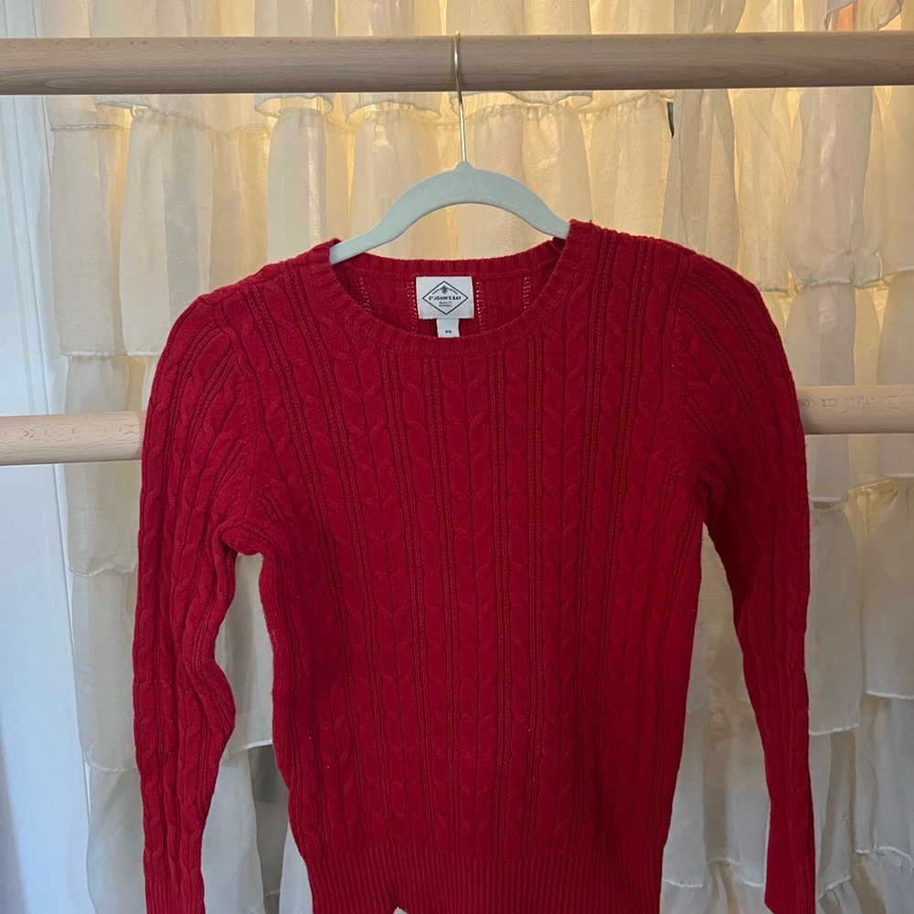 Classic Red Cable Knit Sweater